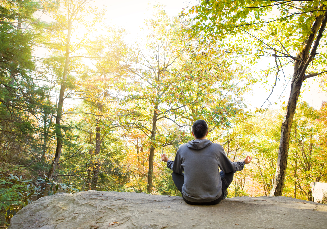 Man meditating in nature