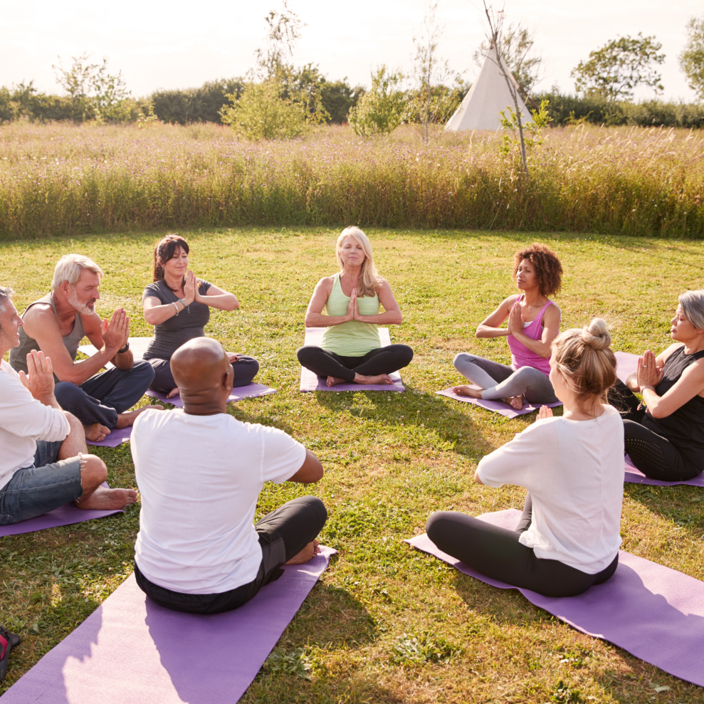 Group meditating together